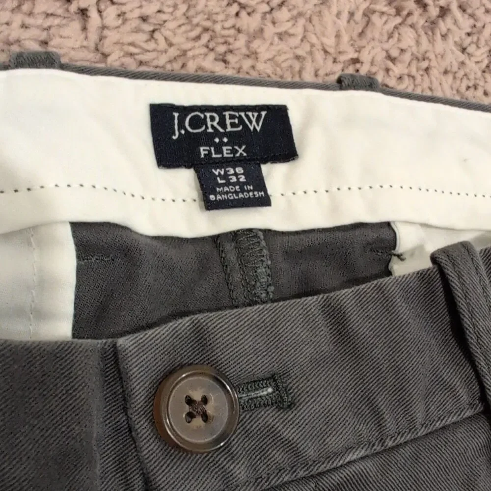 J.CREW Men's Gray Twill Chino Pants Slim Fit Straight Leg Size 36